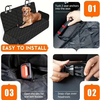 Waterproof Dog Car Seat Cover | Anti-Scratch Pet Travel Mat for Back Seat