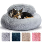 Calming Plush Cat Bed – Warm Donut Pet Nest for Cats & Dogs