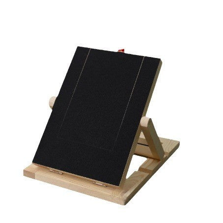 Black dog nail scratch board mounted on a wooden stand for safe at-home pet nail grooming
