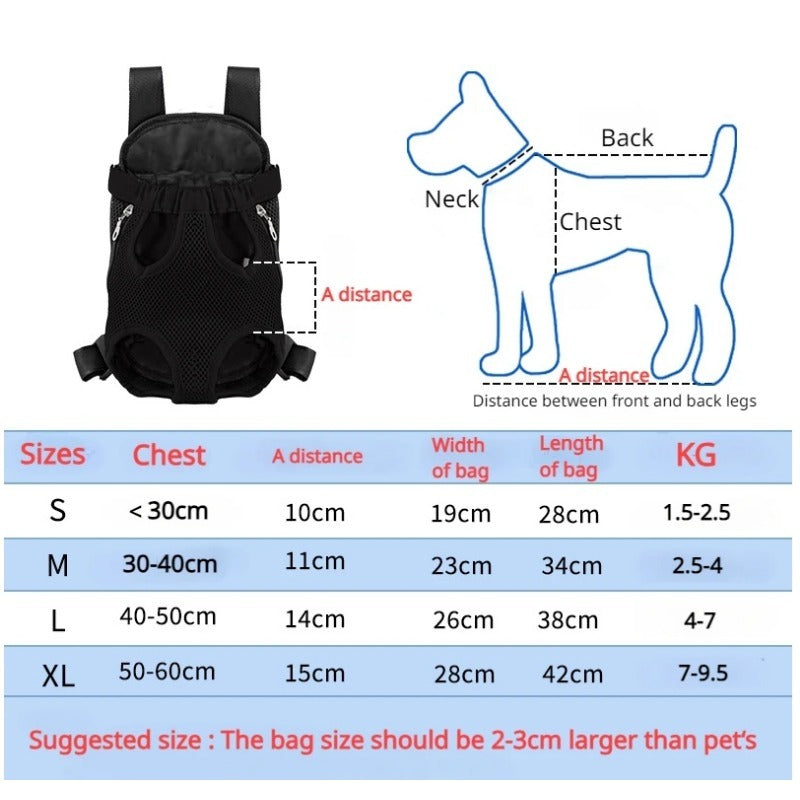 Adjustable straps on a portable dog carrier backpack
