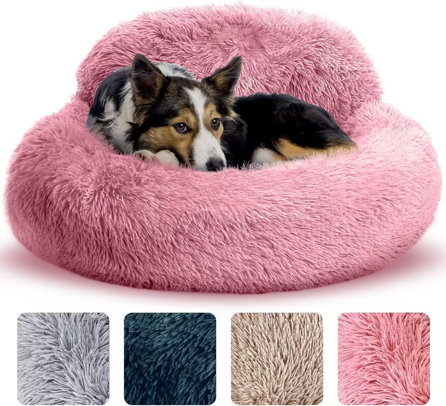 Calming Plush Cat Bed – Warm Donut Pet Nest for Cats & Dogs