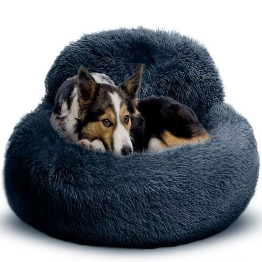 Fluffy calming donut cat bed for small dogs and cats