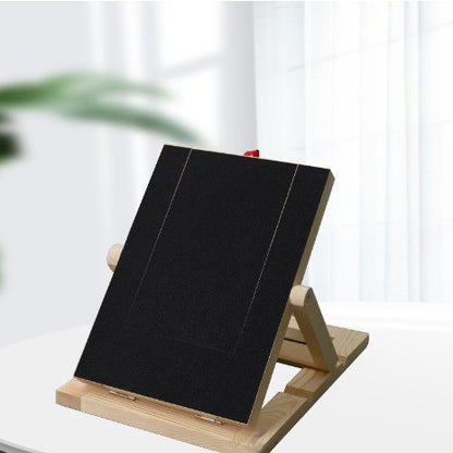 Black dog nail scratch board mounted on a wooden stand shown in a square view for safe and natural at-home nail grooming