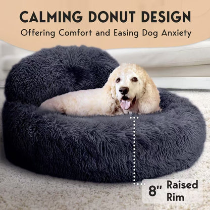 Calming Plush Cat Bed – Warm Donut Pet Nest for Cats & Dogs