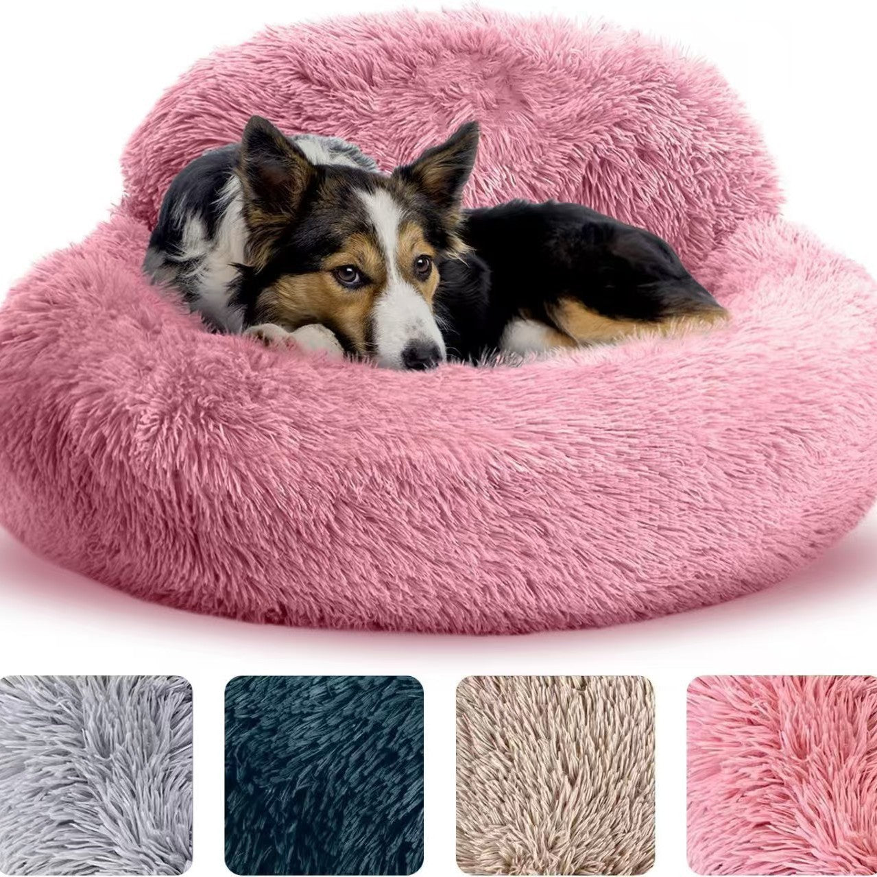 Calming Plush Cat Bed – Warm Donut Pet Nest for Cats & Dogs