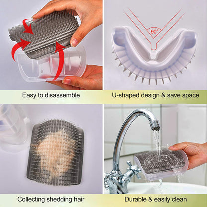 Cat Self Grooming Arch Brush – Wall Mounted Pet Groomer for Shedding Control
