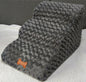 Grey textured 3-step dog stairs for small dogs and cats, indoor pet steps for bed and couch access with soft fabric surface