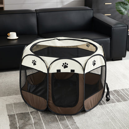 Foldable pet playpen for dogs and cats indoor waterproof octagonal puppy playpen with breathable mesh panels