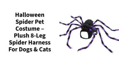 Halloween Spider Pet Costume &ndash; Plush 8-Leg Spider Harness for Dogs &amp; Cats by@Outfy