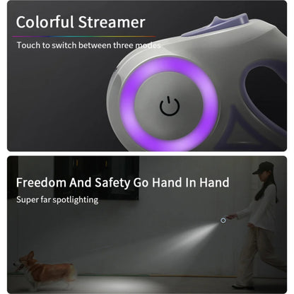 Adjustable retractable dog lead with automatic extension